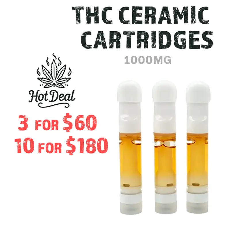 1g THC Distillate Ceramic Vape Cartridge