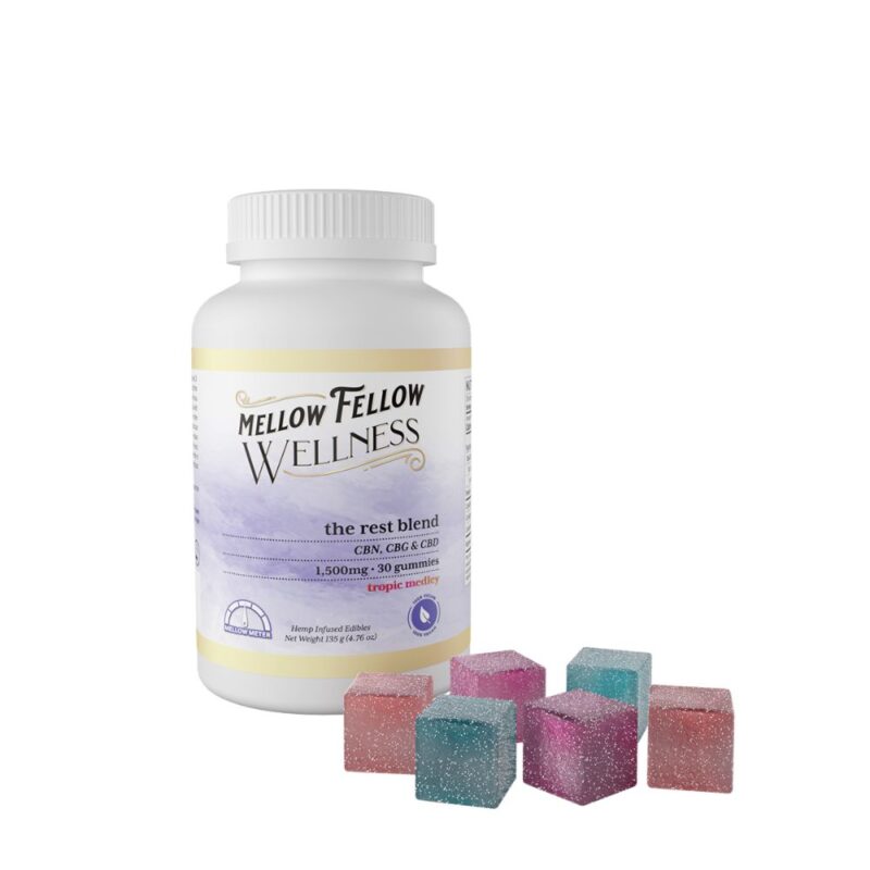 Mellow Fellow Wellness 30pc CBD Gummies Rest Blend Tropic Medley – 1500mg - Image 2