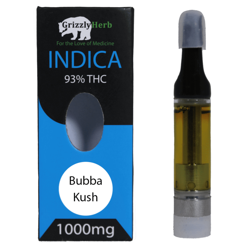 Bubba Kush Strain Vape Cartridge – 93% THC 1000mg – Grizzly Herb