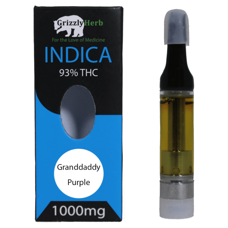 Granddaddy Purple Strain Vape Cartridge – 93% THC 1000mg – Grizzly Herb
